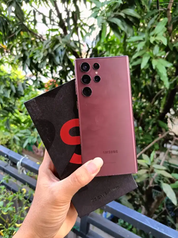 Samsung S22 Ultra 256gb Rensu sein Indonesia Fullset Burgundy