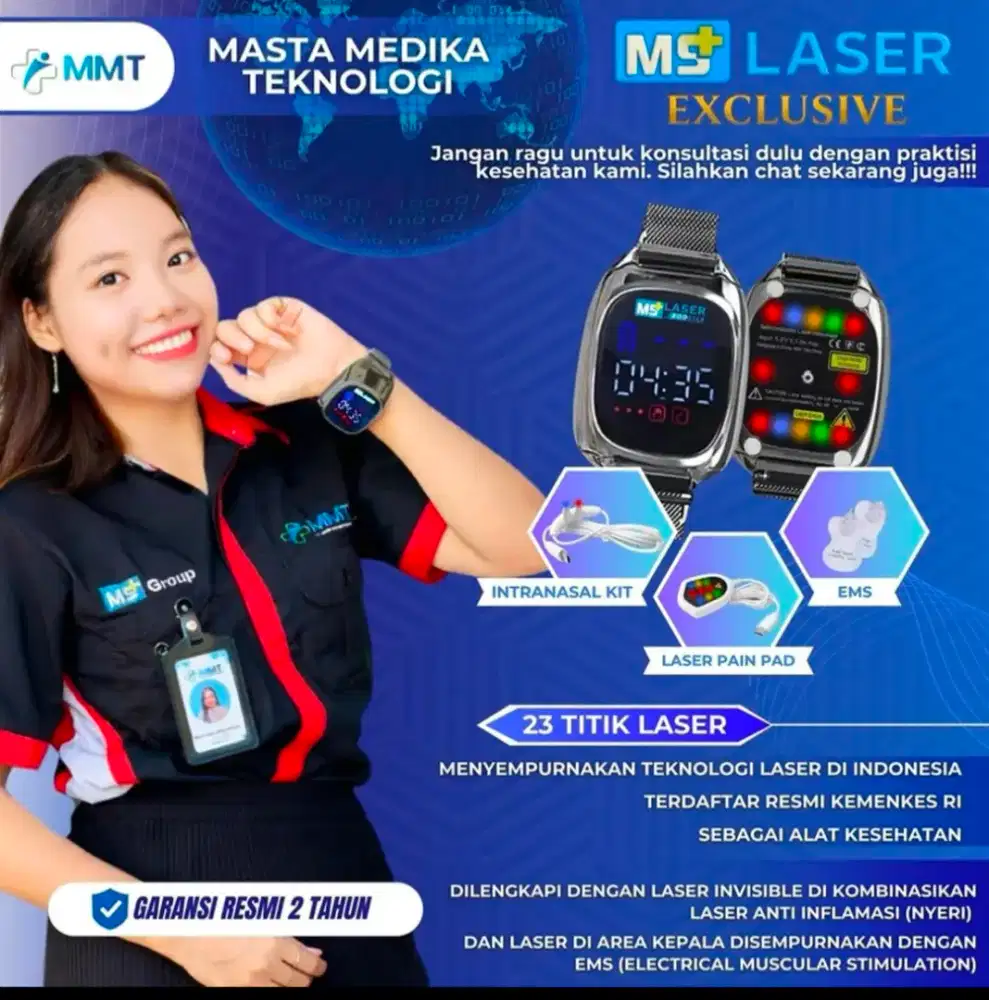 New Generation MS Laser - Jam Terapi Laser 4 Warna 25 Titik