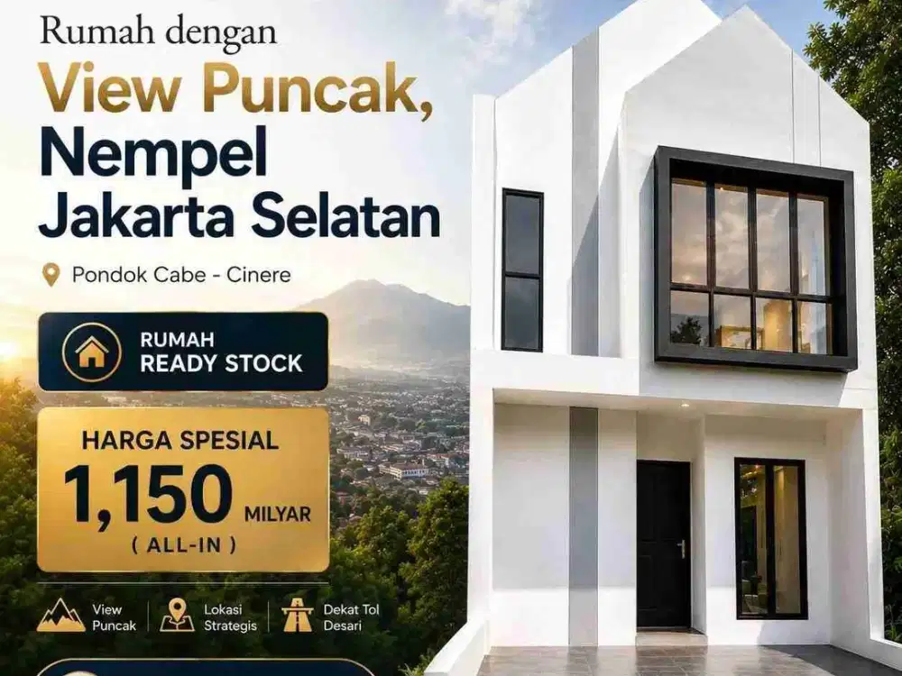 Jual Rumah Baru Siap Huni Cluster di Pondok Cabe Pamulang Tangerang Selatan Tangsel