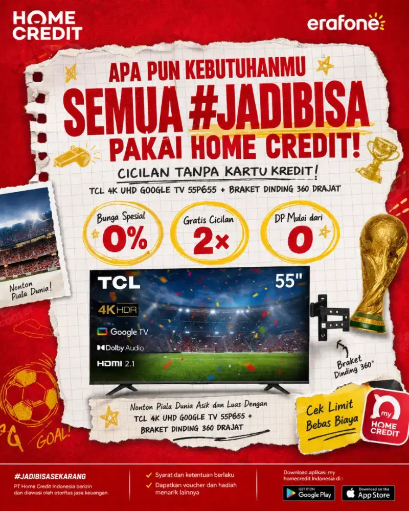 PROMO KREDIT TCL 4K UHD GOOGLE TV 55P655 + BRAKET DINDING 360 DRAJAT