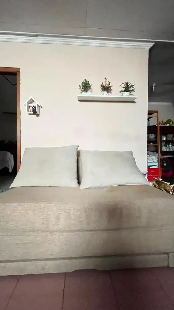 Sofa Bed Warna Creme Bahan Kain