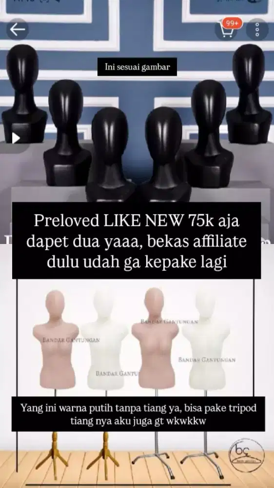 Manekin like new bekas affiliate murah di bandung