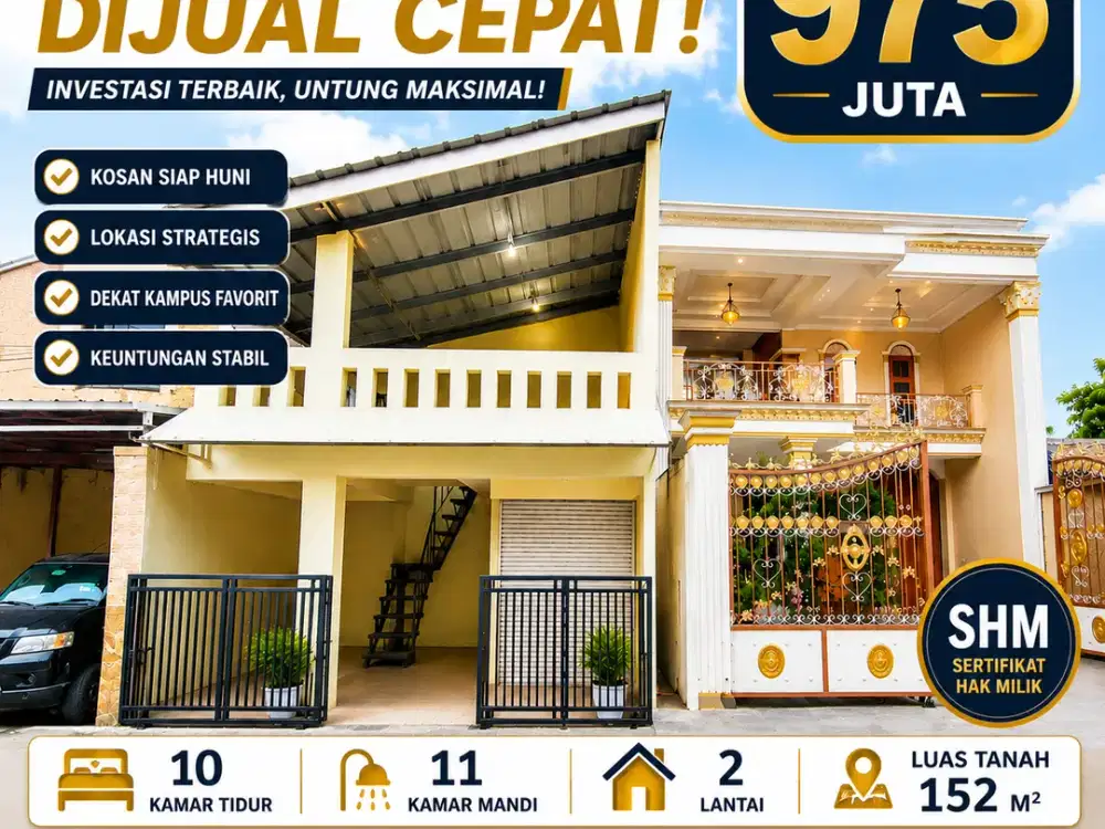 Dijual Kosan 10 Kamar Tidur Akses 2 Mobil Dekat Unpad dan ITB Jatinangor Sudah Full Huni
