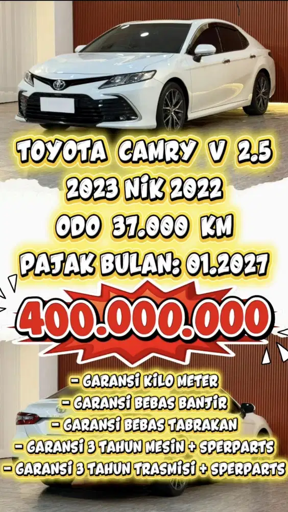 [ ODO 37.000 KM ] TOYOTA CAMRY V 2.5 AT 2023 NIK 2022 SERVIS RECORD