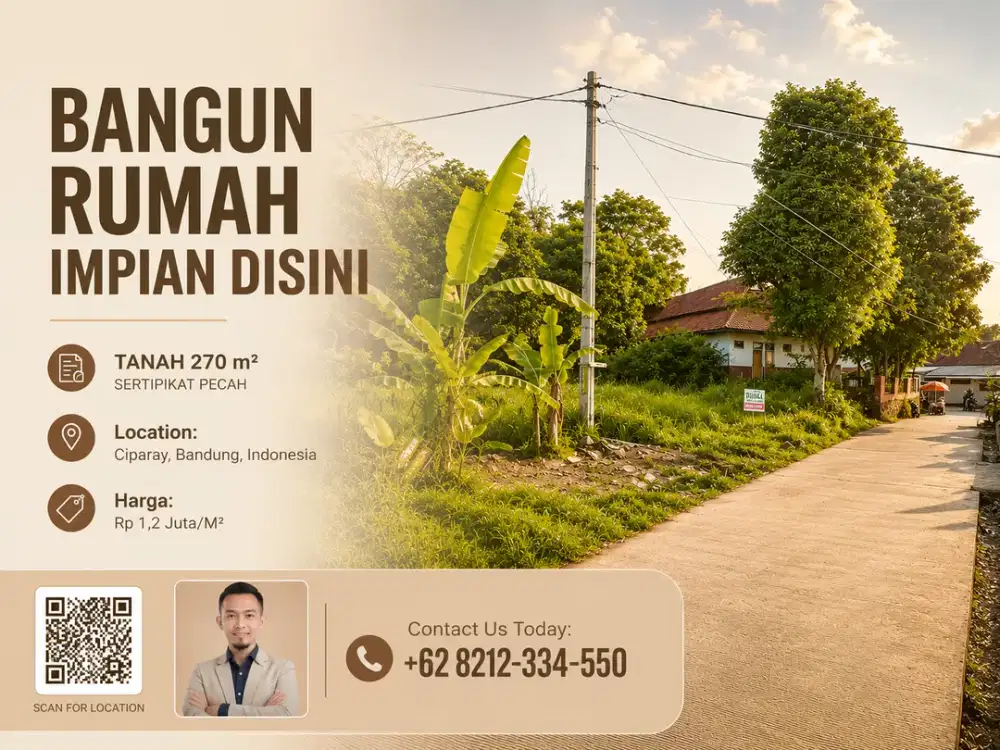 Tanah Kapling Sertipikat Pecah 270 m² Bangun Rumah disini Sagaracipta Ciparay Bandung