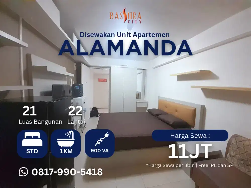Sewa studio furnished atas mall apartemen Bassura City tower Alamanda