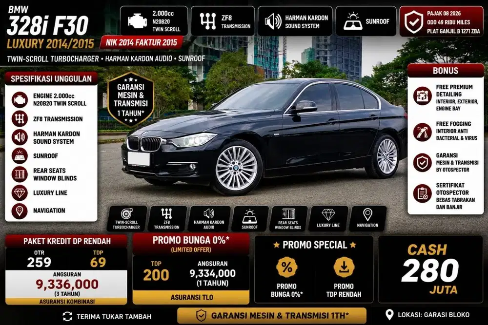 LOW ODO BMW 328i F30  Luxury 2014 / 2015