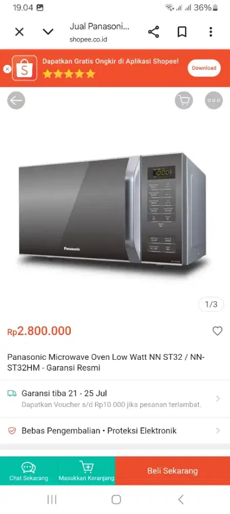Jual micowave panasonic bekad