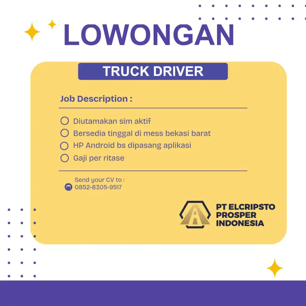LOWONGAN DRIVER TRUK CDD