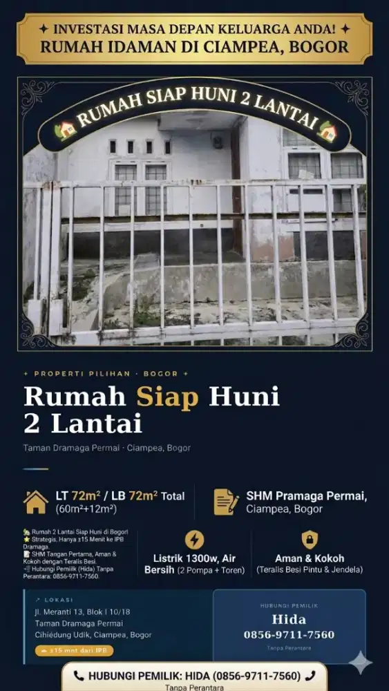 RUMAH SIAP HUNI 2 LANTAI DI BOGOR – DEKAT IPB!