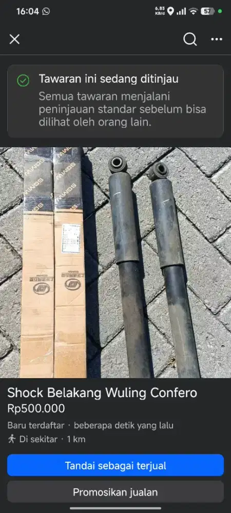 Shock Belakang Wuling Confero