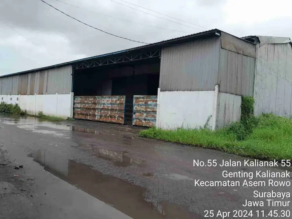 DI JUAL GUDANG 

KOMPLEK PERGUDANGAN 
JLN  : KALIANAK 55 BELAKANG KAV 8
KEL. : GENTING KALIANAK 
KEC. : ASEM ROWO 
KAB  : SURABAYA