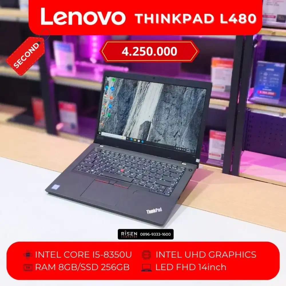LENOVO THINKPAD L480 INTEL CORE I5-8350U RAM 8GB SSD 256GB FHD 14inch