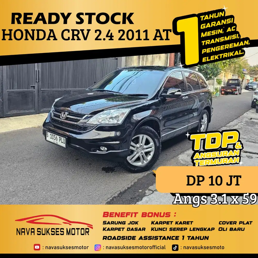 TDP 10 Jt Angs Termurah Honda CRV 2.4 2011 Matic Hitam Low Km Like New