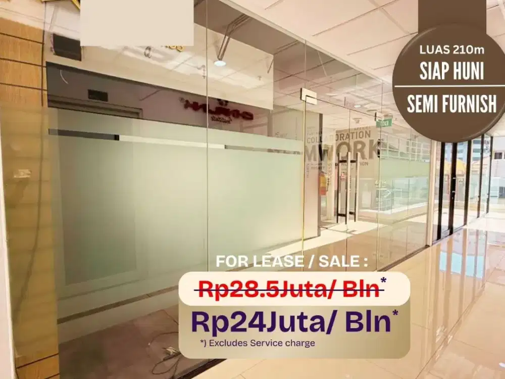 SISA 1. Sewa kantor office Semi furnish PRAXIS Surabaya Pusat [210m] siloam tunjungan Genteng