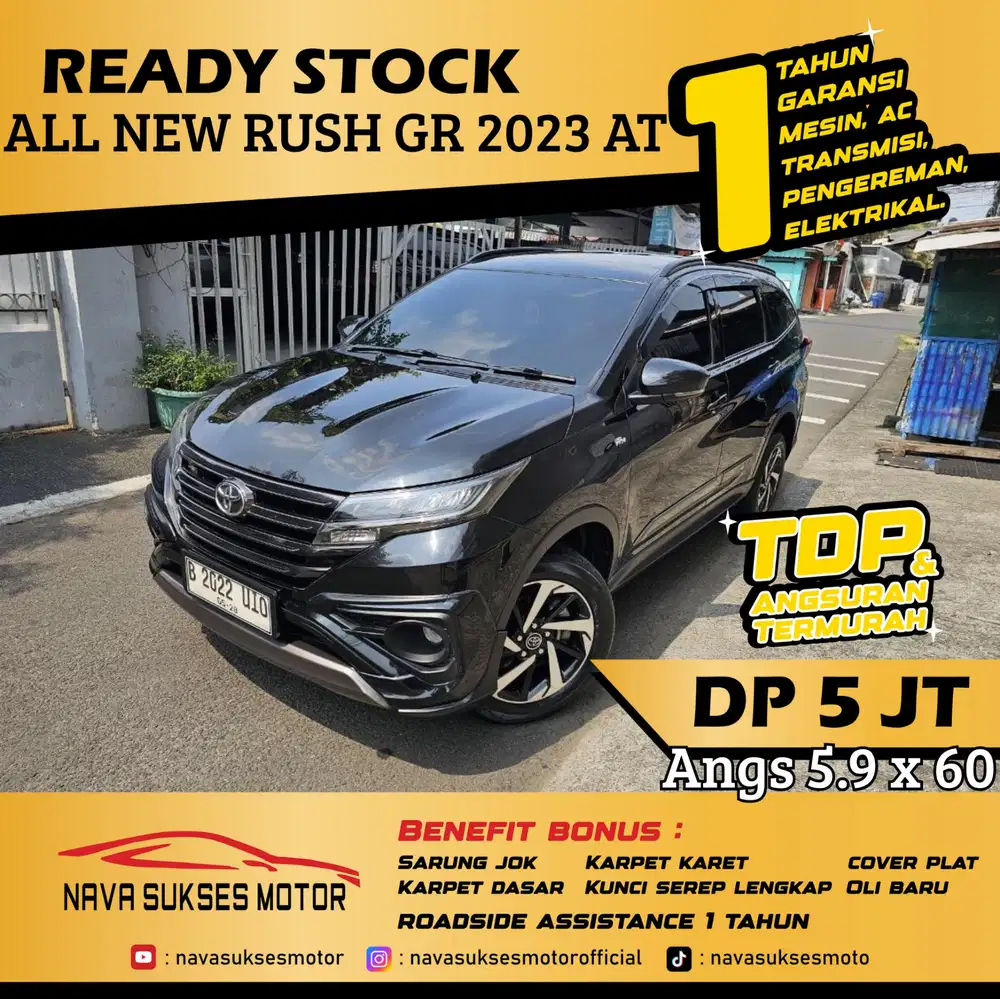 TDP 5 Jt Angs Termurah All New Rush GR 2023 Matic Hitam Low Km LikeNew