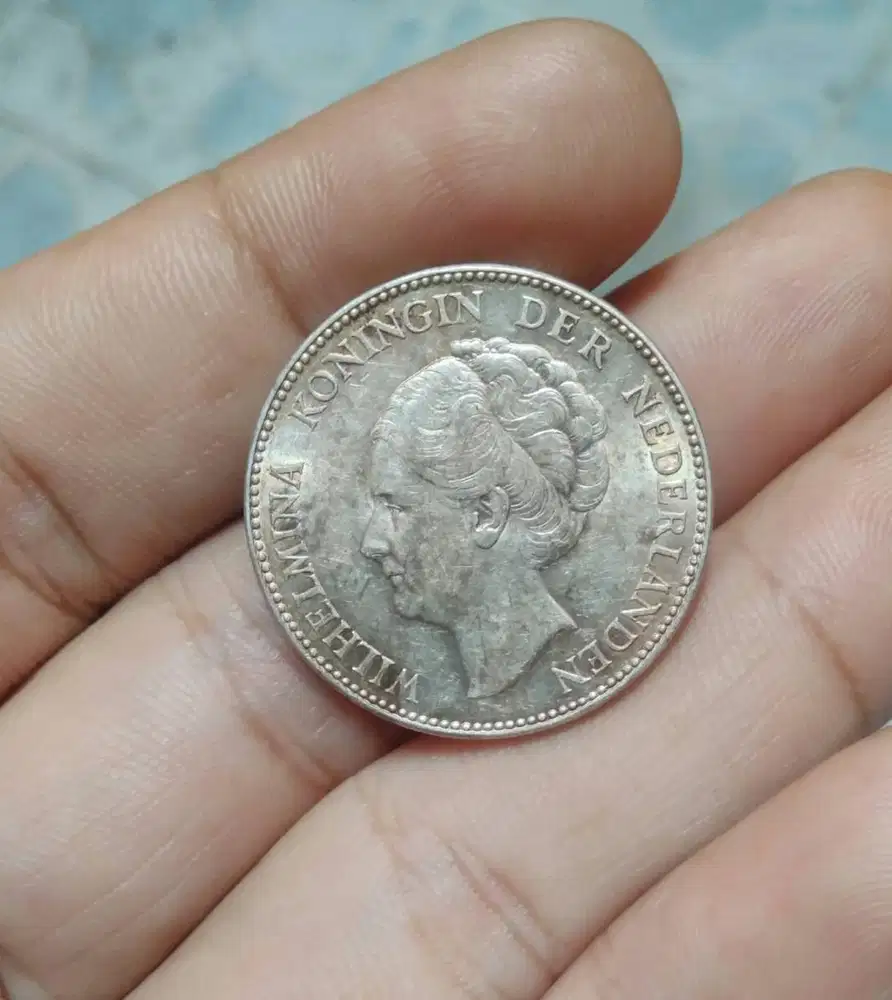 Koin Perak Koin Kuno 1 Gulden Wilhelmina barang antik kolektor item