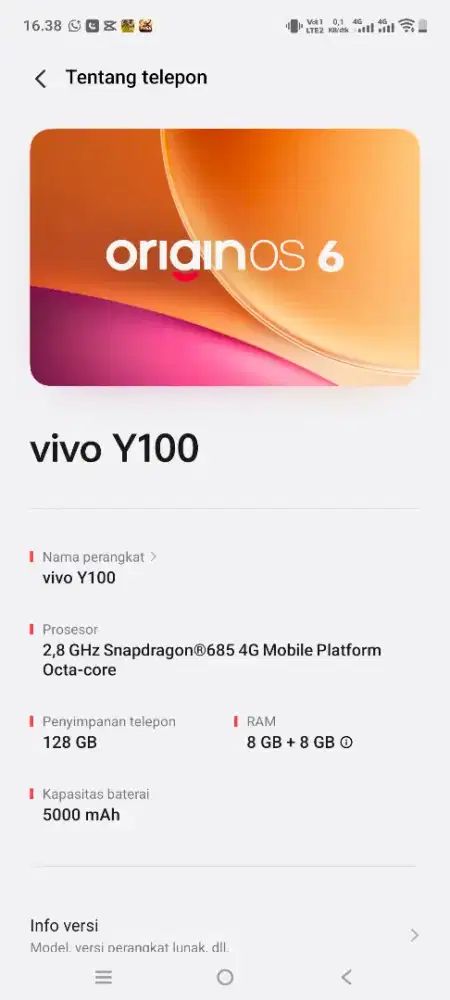 vivo y100 ram 8/128