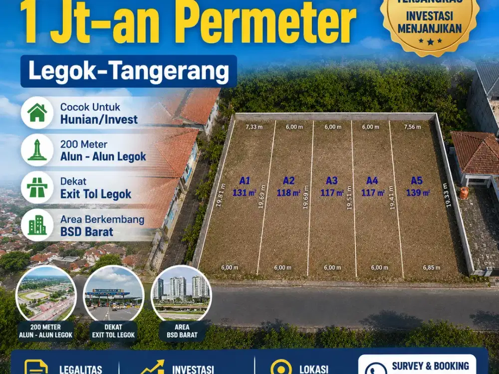 Sisa 2 Unit! Kavling SHM Tangerang, Dekat Pintu Tol Legok