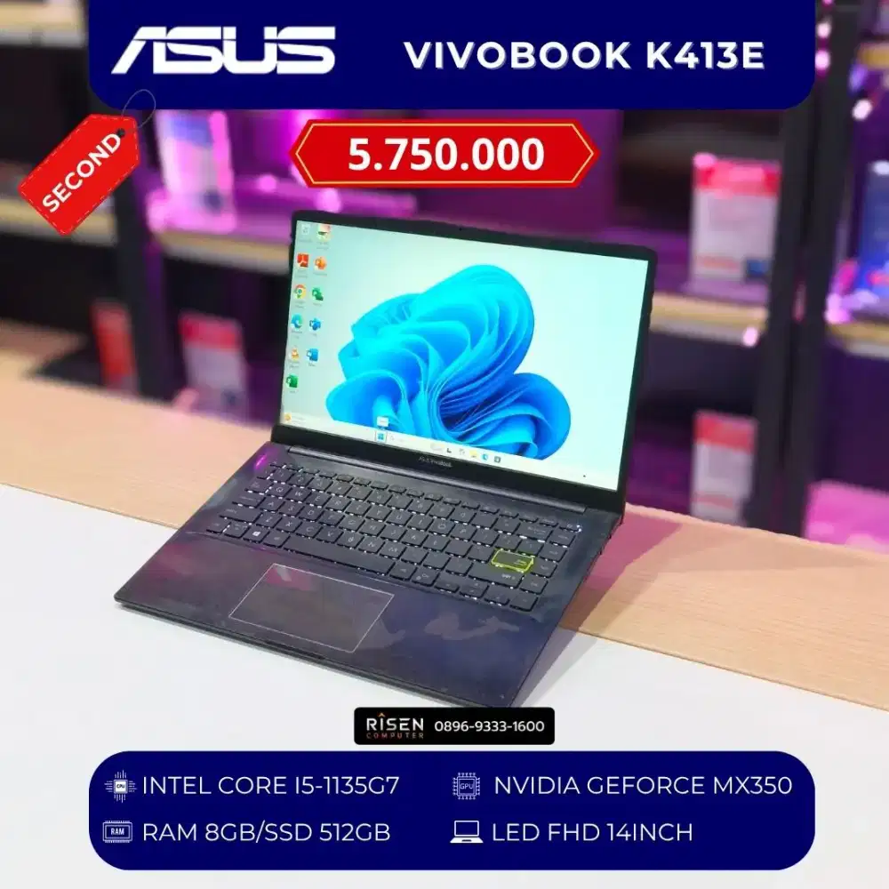 ASUS VIVOBOOK K413E INTEL CORE I5-1135G7 RAM 8GB SSD 512GB FHD 14inch