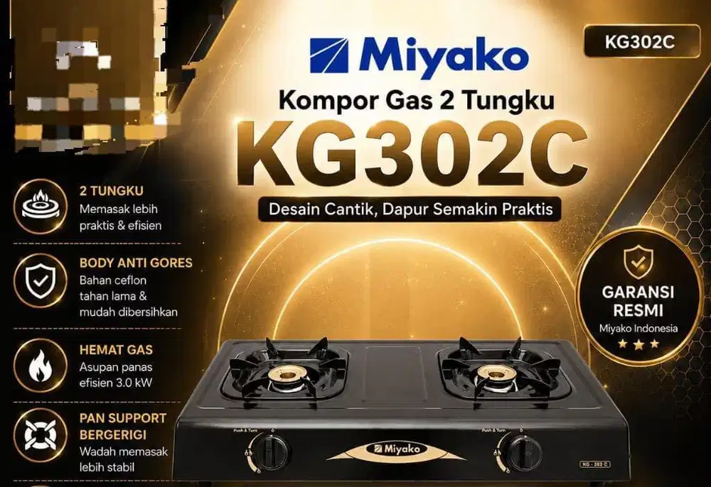 READY STOCK KOMPOR GAS MIYAKO 2 TUNGKU KG320C