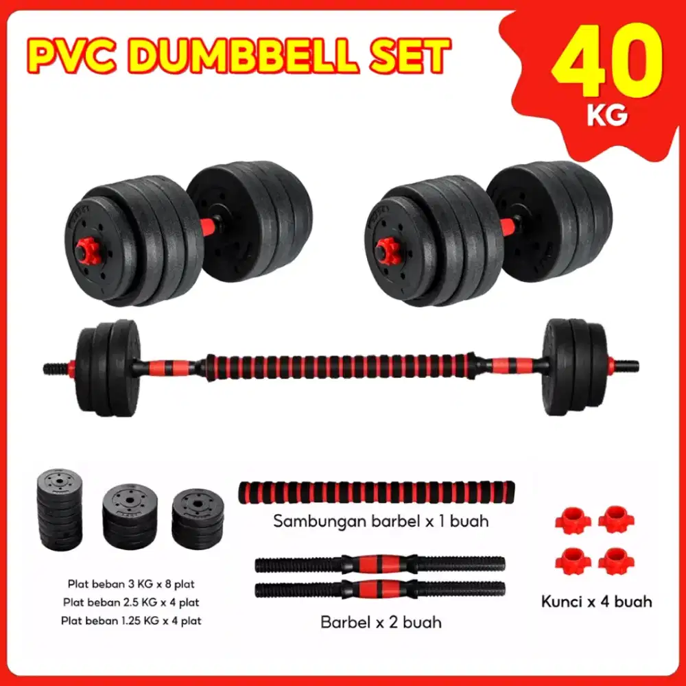 Dumbbell set 40kg Beban Angkat Besi Multifungsi