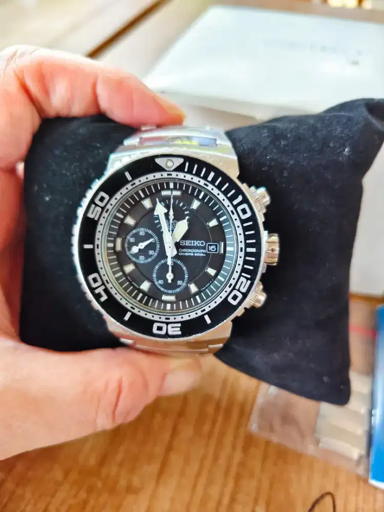 Jam Seiko SNDA13 SND13P1 Caesar Panda Chronograph Scuba Diver Fullset