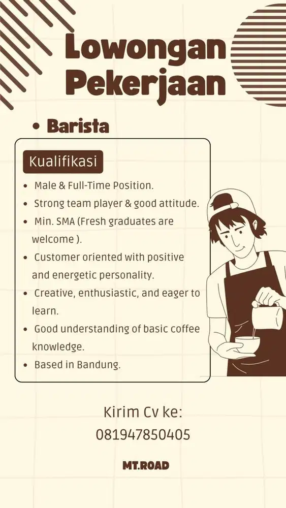 LOKER FULL TIME BARISTA