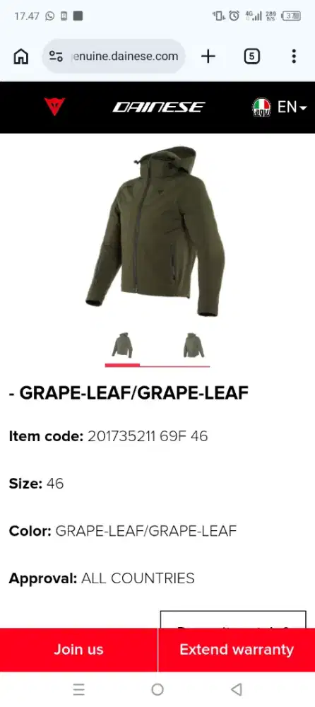 Jual jaket DAINESE