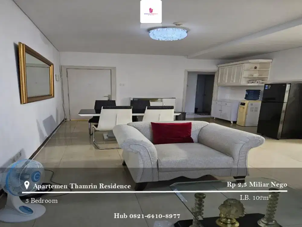 Dijual Apartement Thamrin Residence 3BR Full Furnished