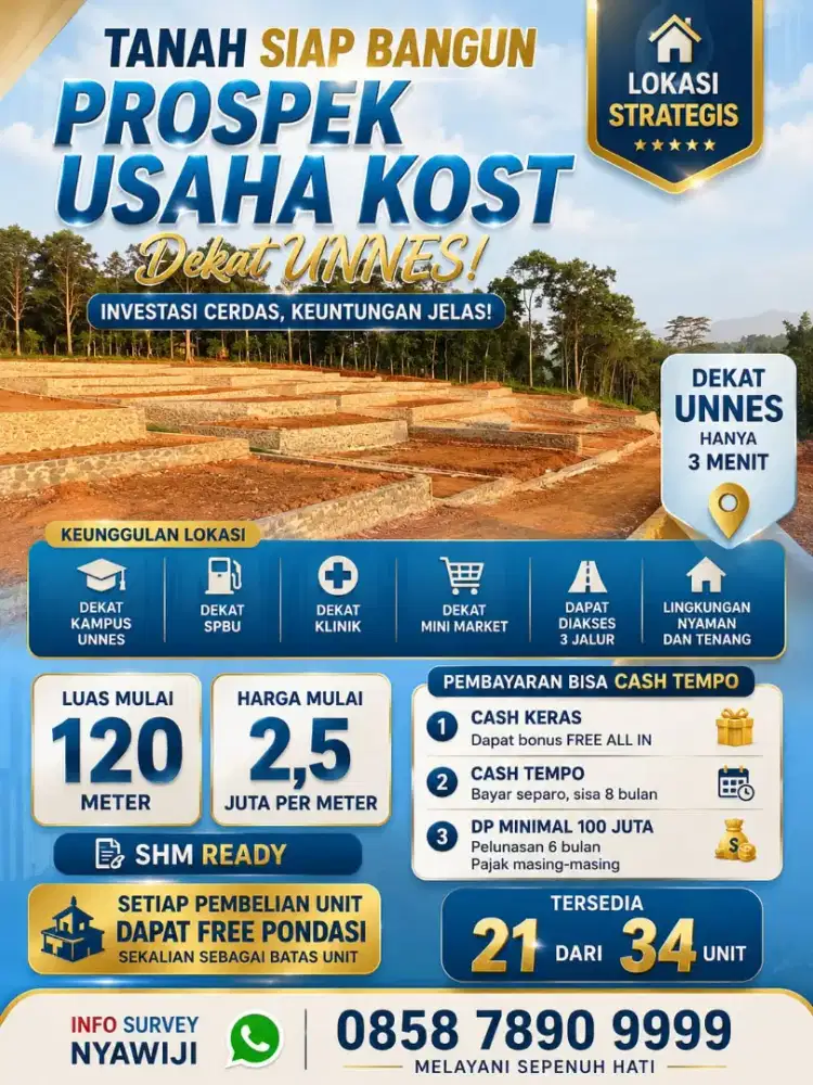 Tanah ready siap bangun kost sangat prospek dan strategis dekat kampus