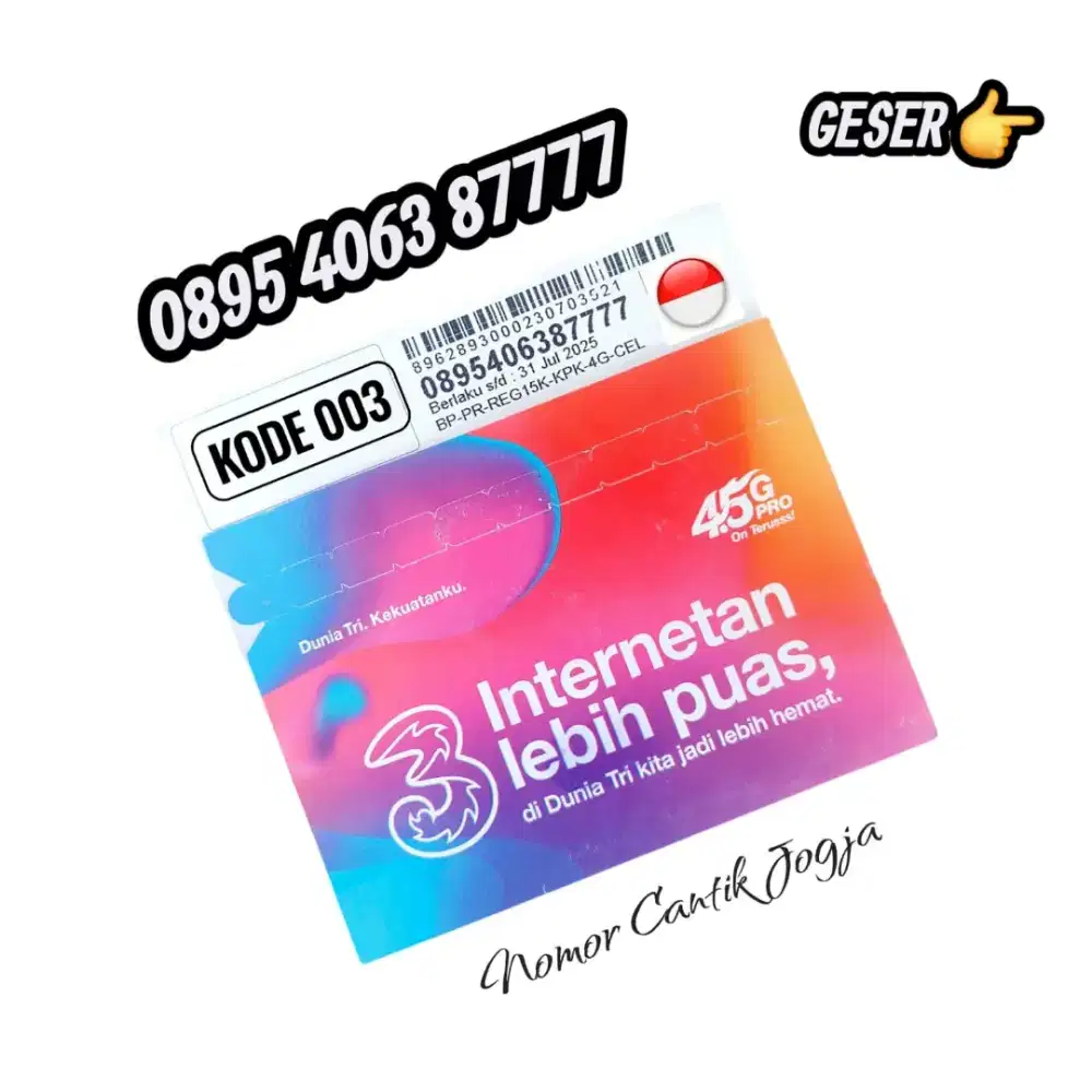 Nomor Cantik Tri Kwarted 7 Murah