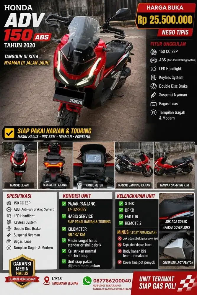 HONDA ADV 150 ABS MERAH | PAJAK HIDUP | SIAP PAKAI | SURAT LENGKAP