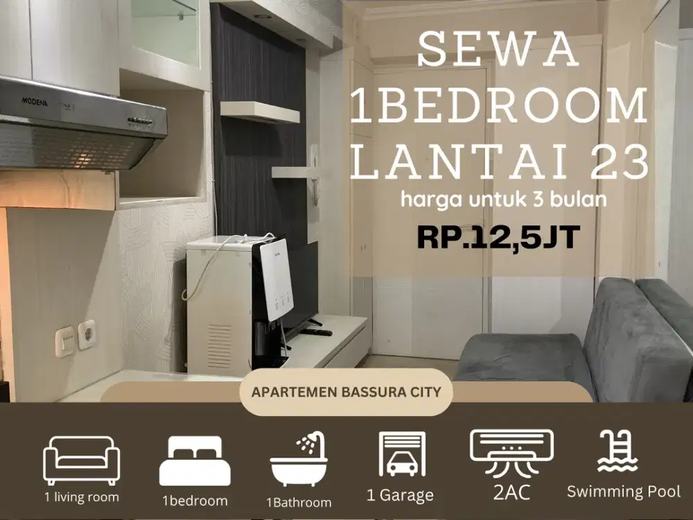 sewa 1kamar full furnish tower fasilitas terlengkap apartemen bassura city