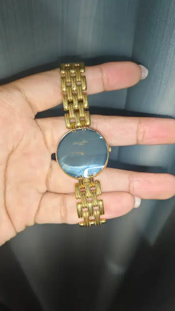 Vintage Christian Dior Bagheera Watch Moon Black in Gold