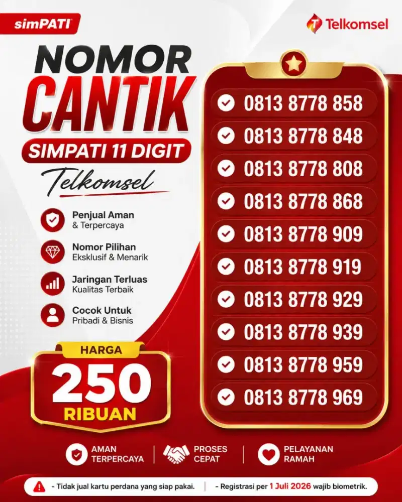 Nomor cantik telkomsel simpati 11 angka baru pisan