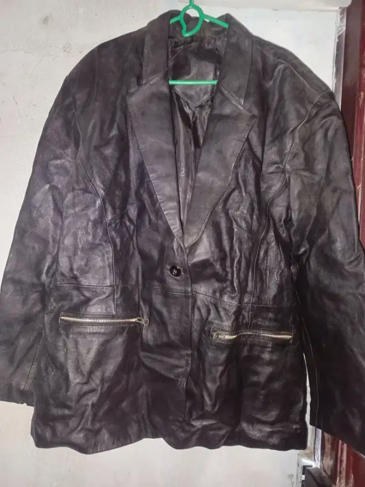 jaket kulit domba asli size XL, model blazer