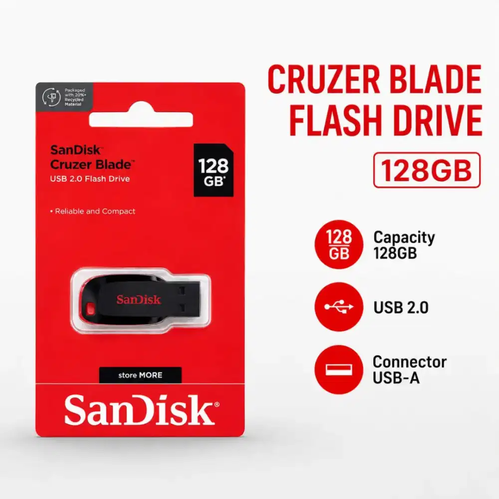 FLASHDISK SANDISK, BARU, 128GB, ORIGINAL