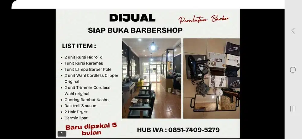 DIJUAL PERALATAN BARBERSHOP SECOND seperti BARU