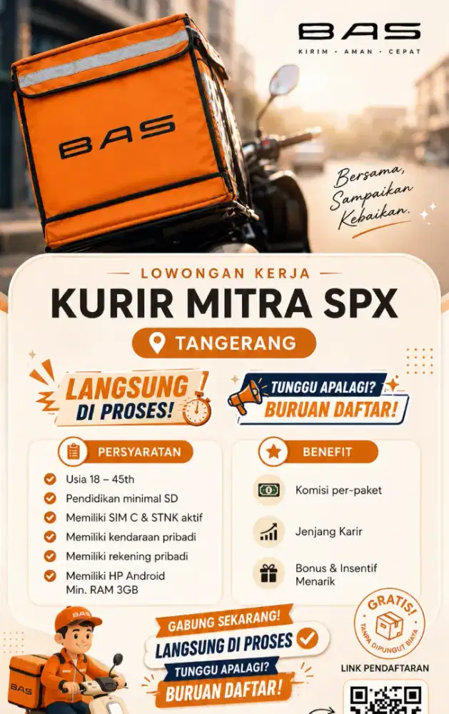 Lowongan pekerjaan Kurir Rider Mitra