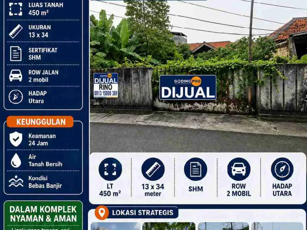 Tanah 13x34 komplek Kemanggisan jakarta barat