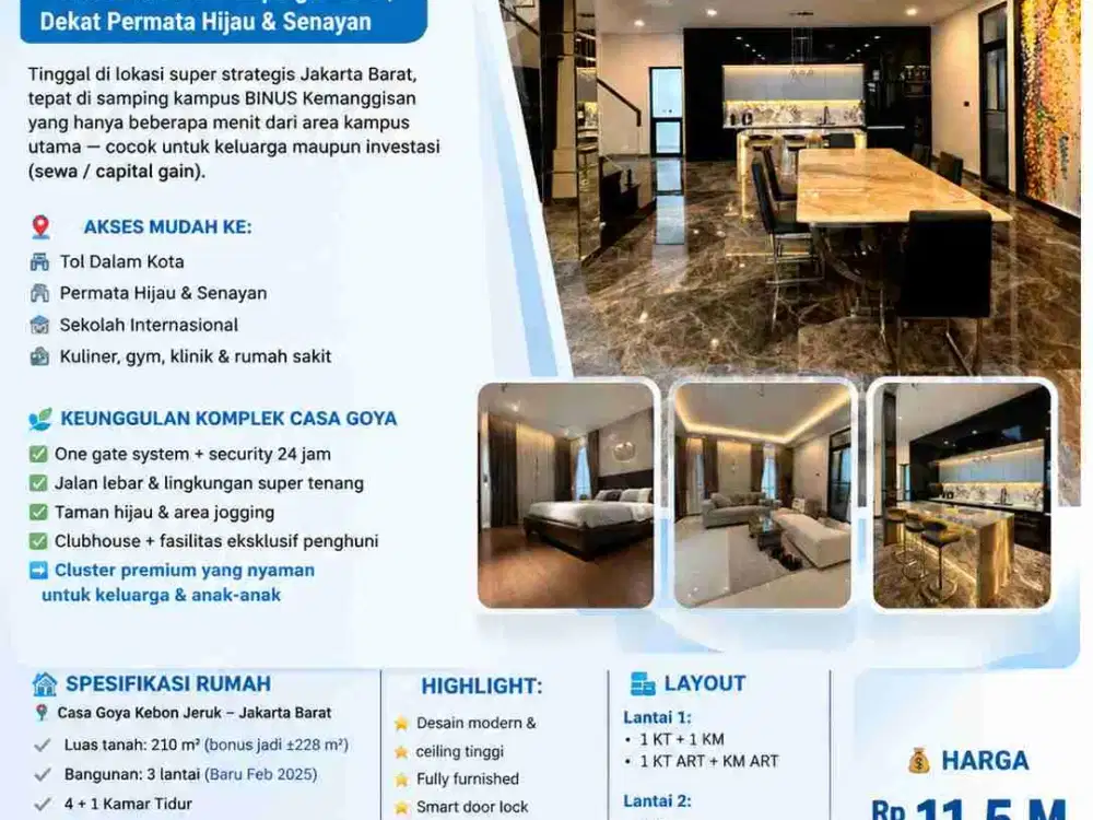 Mewah & Eksklusif*
*RUMAH BARU SIAP HUNI*  
*CASA GOYA - The New Landmark di Jaksel*