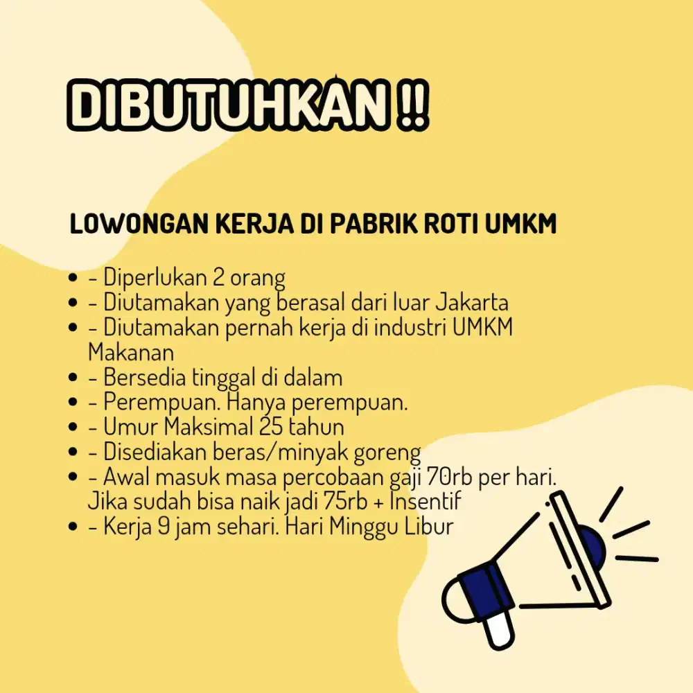 Lowongan Kerja di Pabrik Roti UMKM