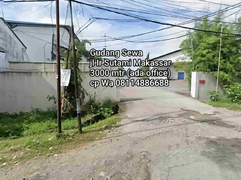 Gudang sewa jl Ir Sutami Makassar 3000 mtr