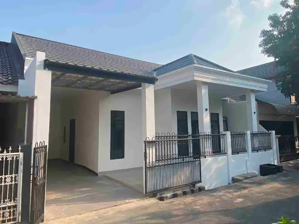 Rumah Baru Tanah Luas  154 m KT 4 KM 3 bebas banjir carport 2 mobil di pondok pekayon indah