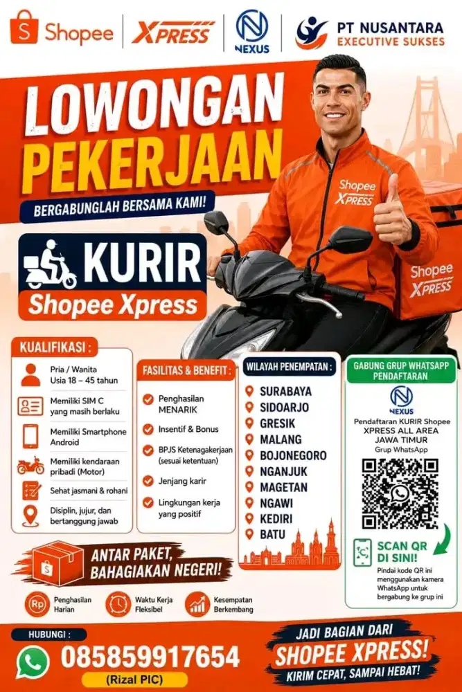 LOKER  KURIR ALL AREA JAWA TIMUR penempatan bisa pilih sesuai domisili