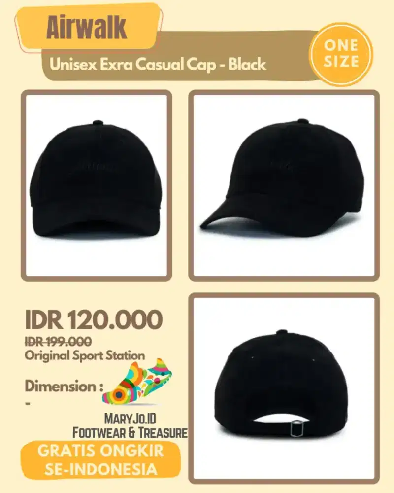 Airwalk Unisex Exra Casual Cap - Black