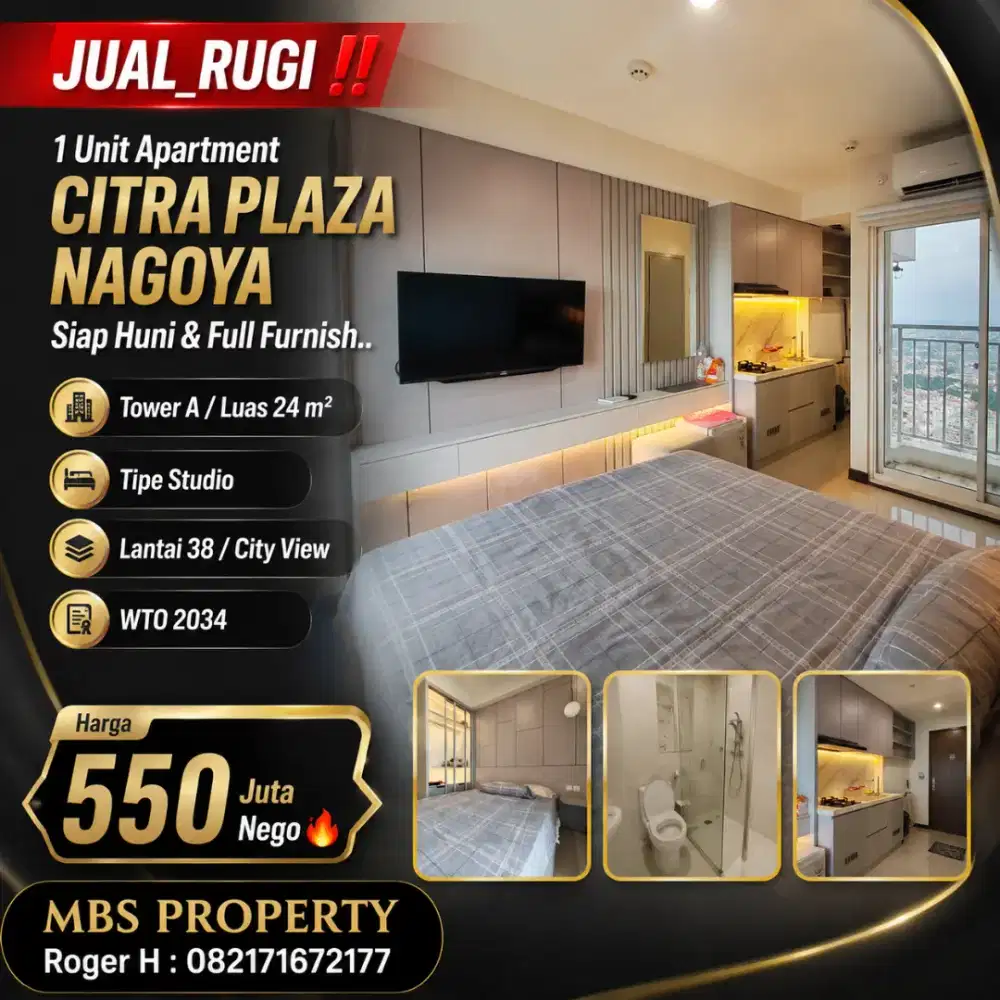 JUAL RUGI
1 Unit Apartment Citra Plaza Nagoya