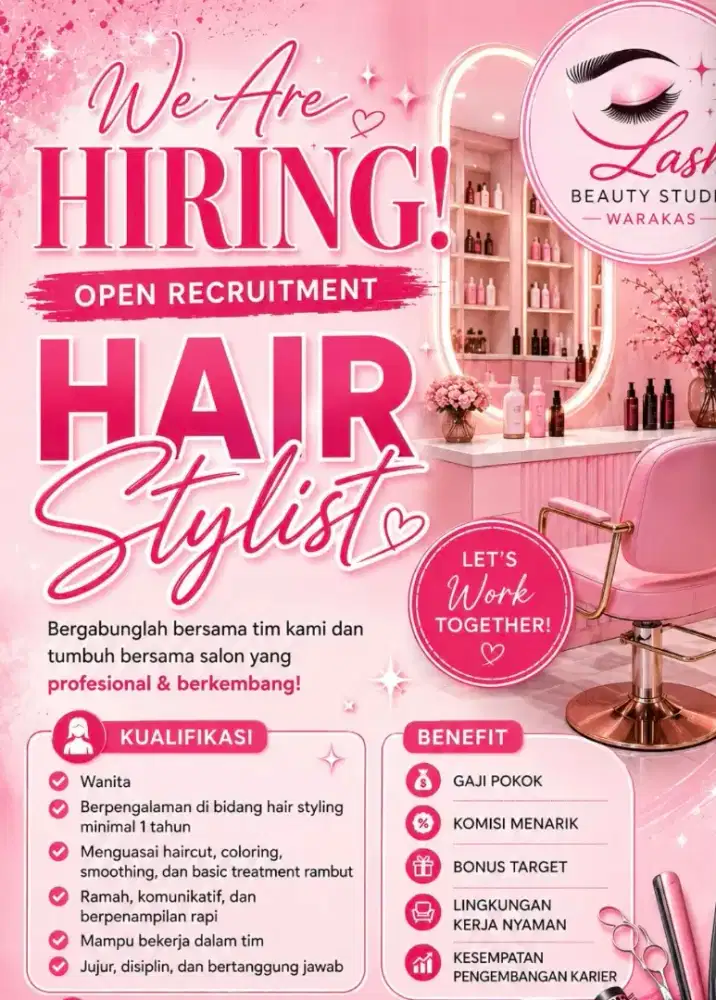 Dicari Karyawan Salon Berpengalaman Hair Stylist/Kapster