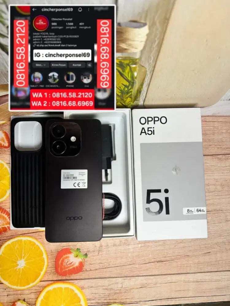 Jual hp Oppo A5i 4/64 istimewa likenew garansi on 09 2026